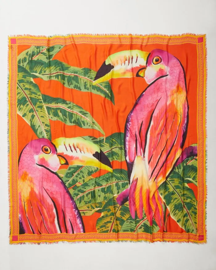 Tommy Bahama Two Toucans Square Scarf Sea Blue Women Scarves and Wraps Tommy Bahama Two Toucans Square Scarf Sea Blue Women Scarves and Wraps