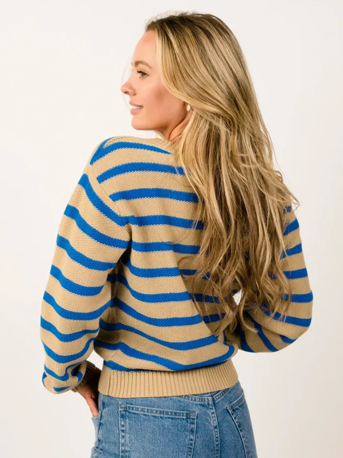 Tops Able Women Haven Seed Stitch Sweater Brown SugarBlue Stripe