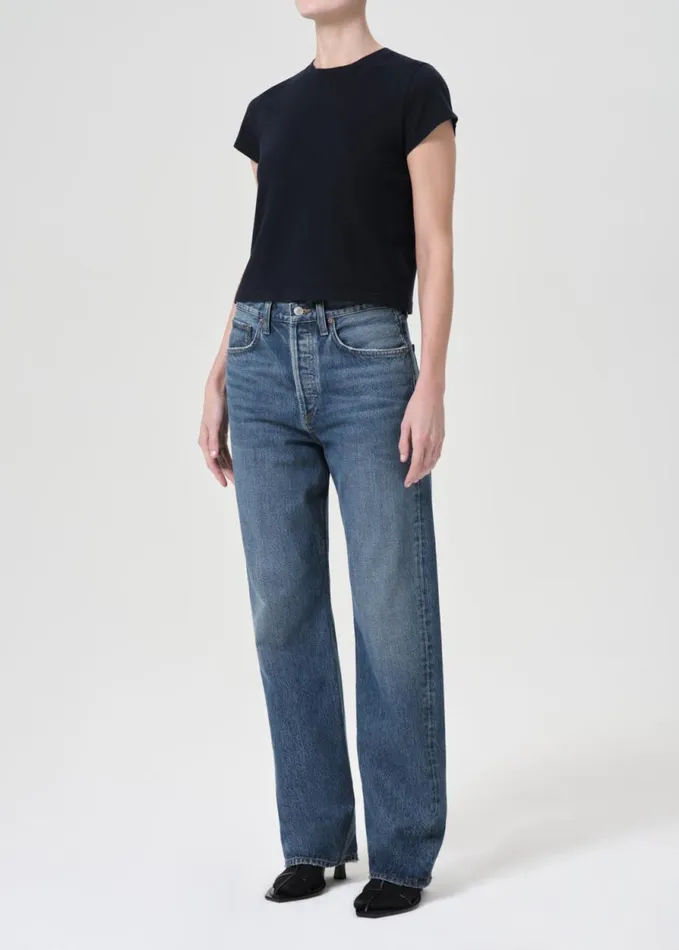 Tops and Bodysuits Women Agolde Adine Shrunken Tee In Storm