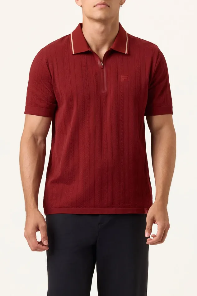 Tops and TShirts Men Fila Challenger Cable Zip Polo 600 Syrah Tops and TShirts Men Fila Challenger Cable Zip Polo 600 Syrah