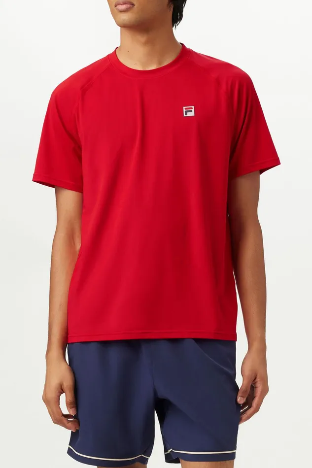 Tops and TShirts Men Fila Short Sleeve Crewneck 622 Fila Red Tops and TShirts Men Fila Short Sleeve Crewneck 622 Fila Red