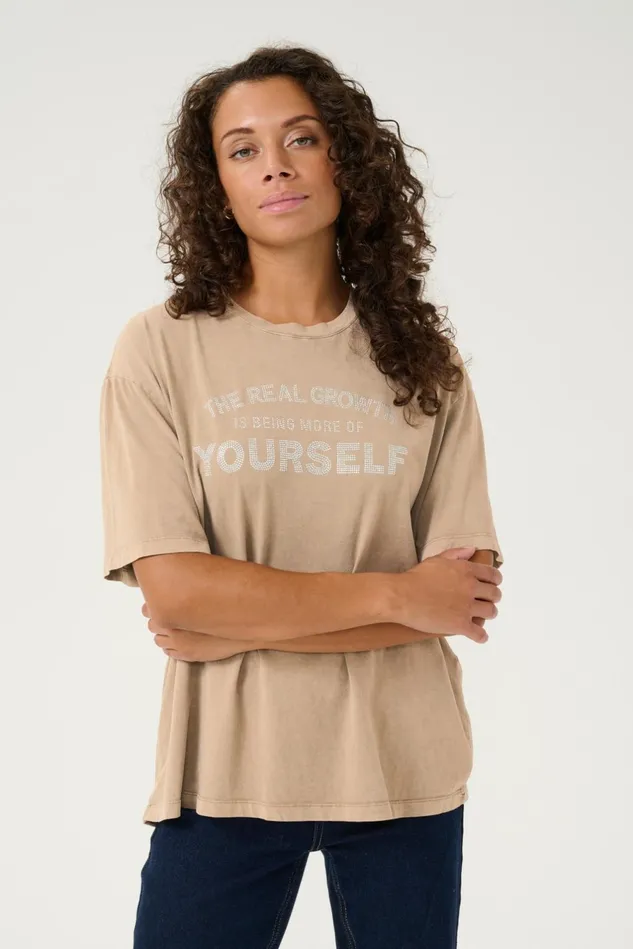 Tops and TShirts Women CULTURE CUchamanna Tshirt Dune Wash
