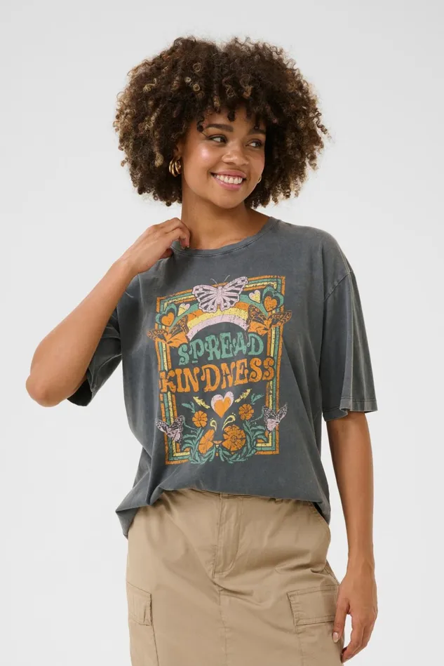 Tops and TShirts Women CULTURE CUreem Tshirt Black Wash