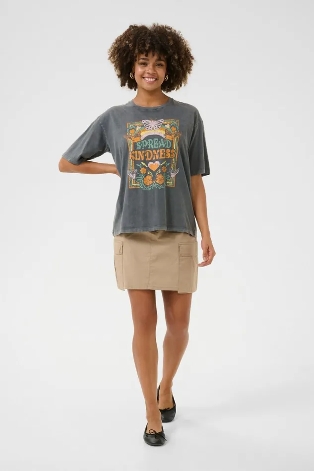 Tops and TShirts Women CULTURE CUreem Tshirt Black Wash