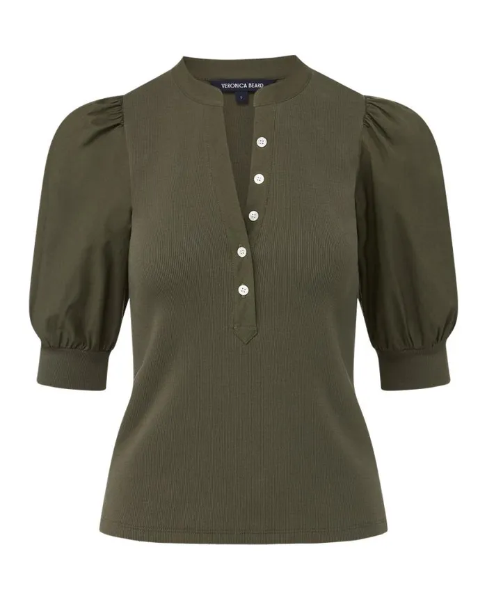 Tops and Tees Shop Veronica Beard Coralee PuffSleeve Tee Army