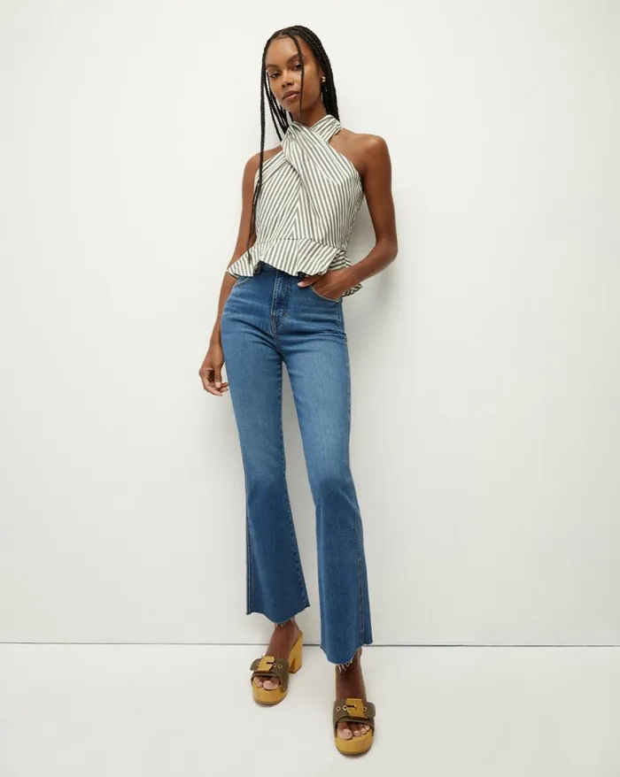 Tops and Tees Shop Veronica Beard Drey Striped Top Bright Armywhite