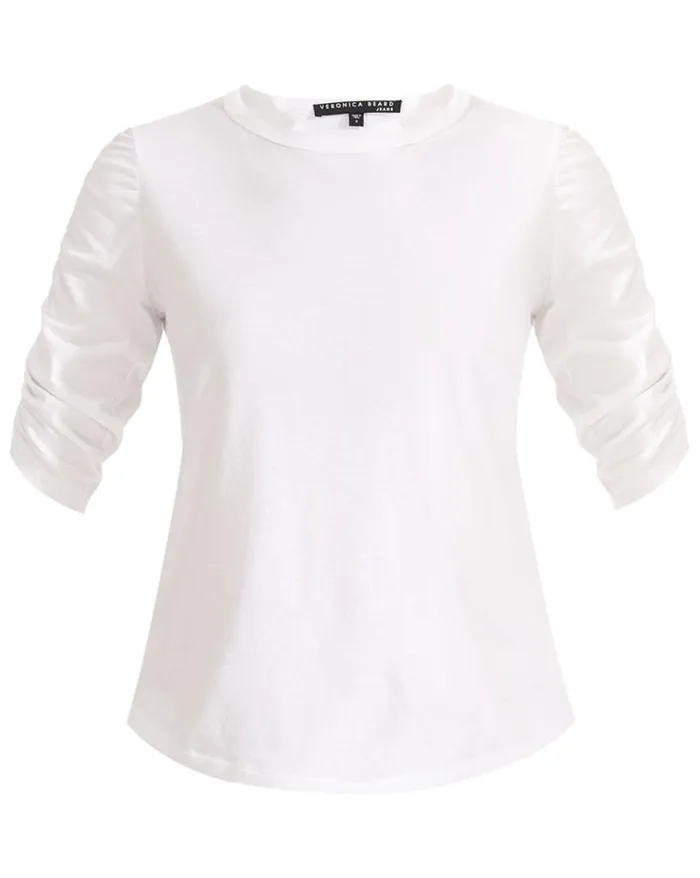 Tops and Tees Shop Veronica Beard Waldorf RuchedSleeve Tee Black