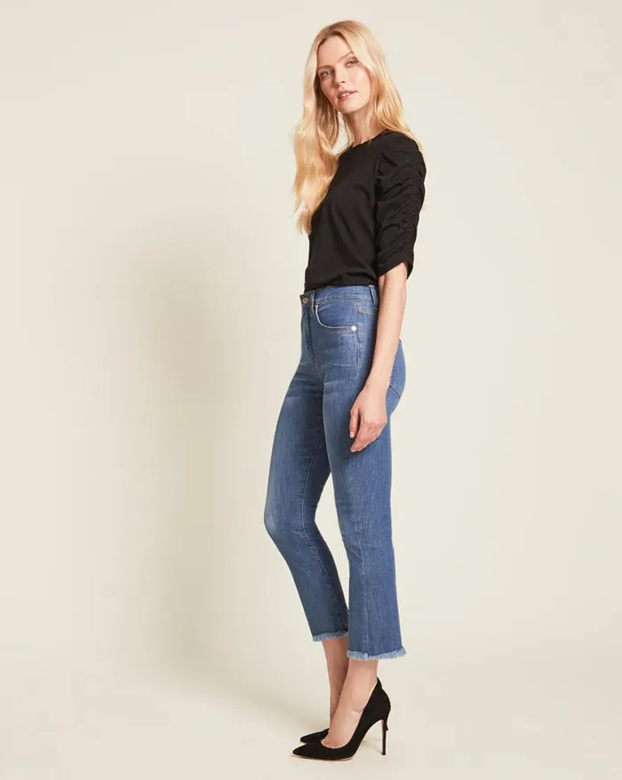 Tops and Tees Shop Veronica Beard Waldorf RuchedSleeve Tee Black