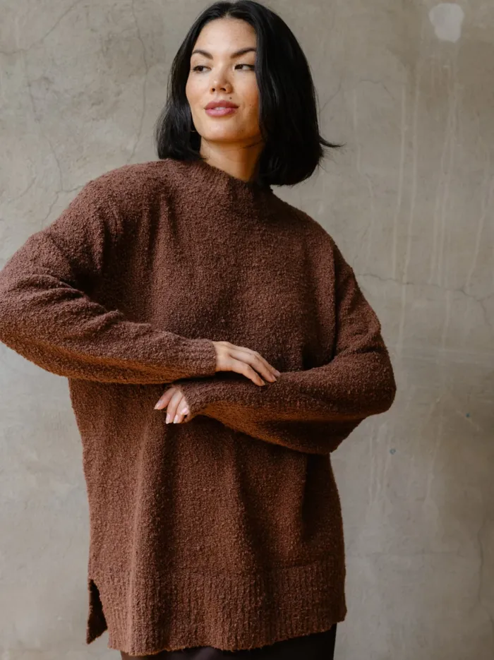 Tops Women Able Alexis Boucle Sweater Mocha