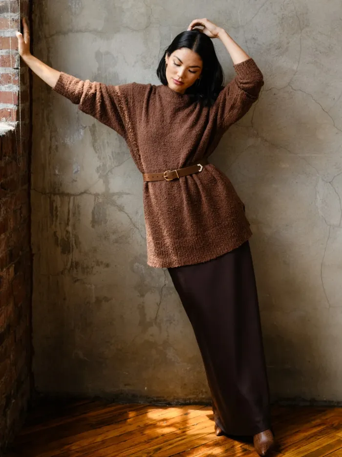 Tops Women Able Alexis Boucle Sweater Mocha