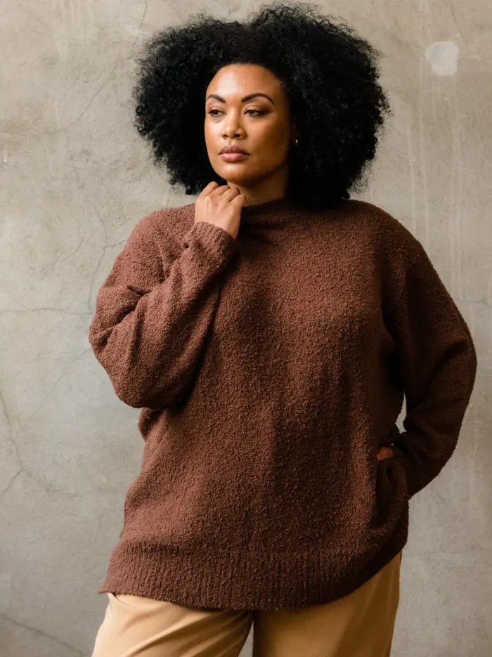 Tops Women Able Alexis Boucle Sweater Mocha