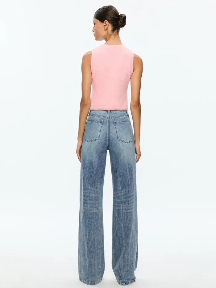 Tops Women Alice Olivia AMITY SLEEVELESS CREW Rose Quartz