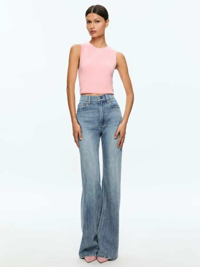 Tops Women Alice Olivia AMITY SLEEVELESS CREW Rose Quartz