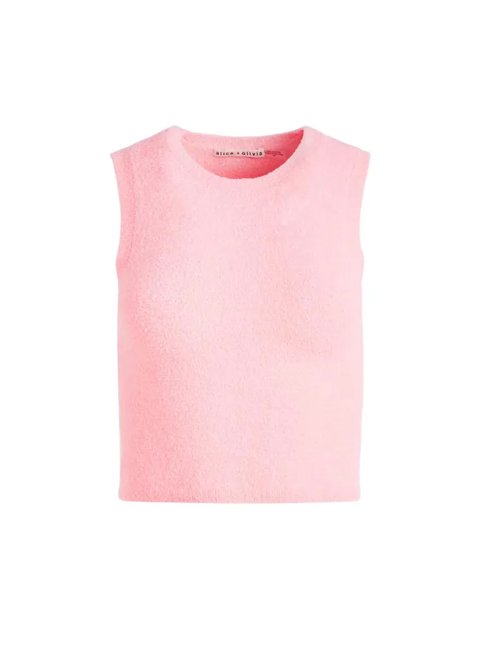 Tops Women Alice Olivia AMITY SLEEVELESS CREW Rose Quartz