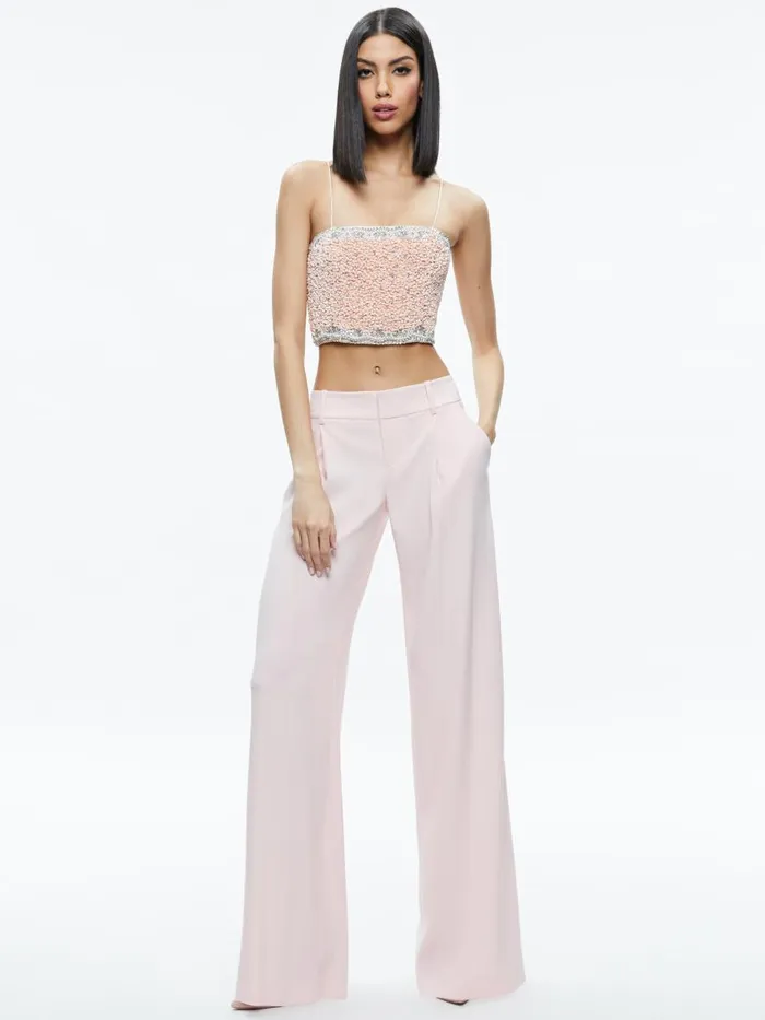 Tops Women Alice Olivia CERESI EMBELLISHED SPAGHETTI STRAP TOP Off White