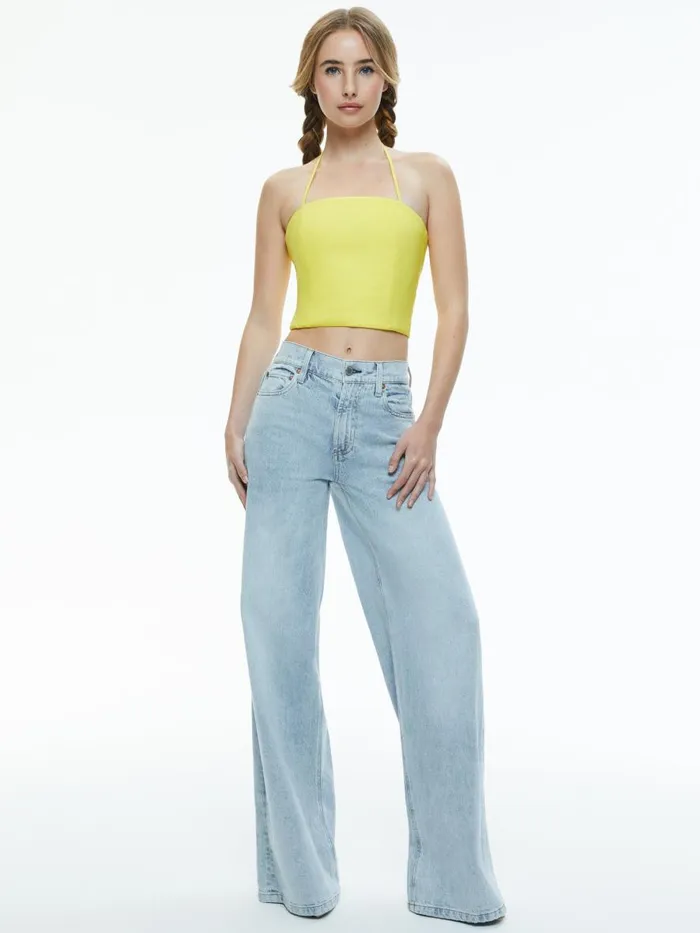 Tops Women Alice Olivia CERESI HALTER BANDEAU TOP Happy Yellow