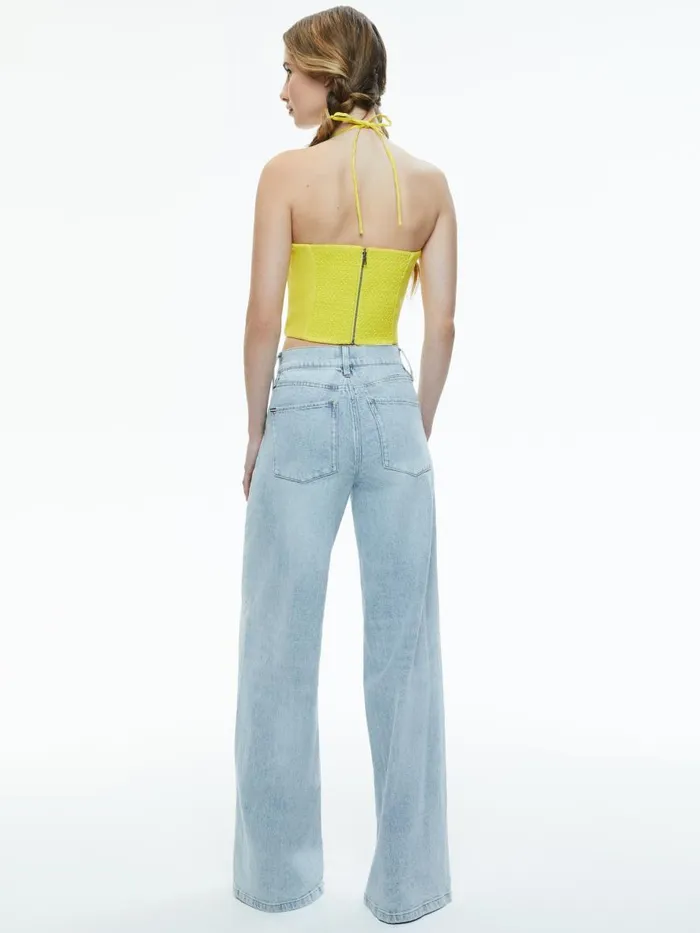 Tops Women Alice Olivia CERESI HALTER BANDEAU TOP Happy Yellow
