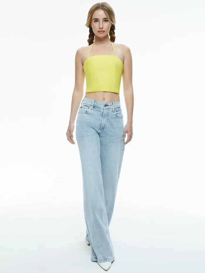 Tops Women Alice Olivia CERESI HALTER BANDEAU TOP Happy Yellow