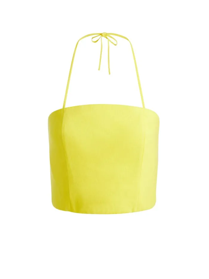 Tops Women Alice Olivia CERESI HALTER BANDEAU TOP Happy Yellow