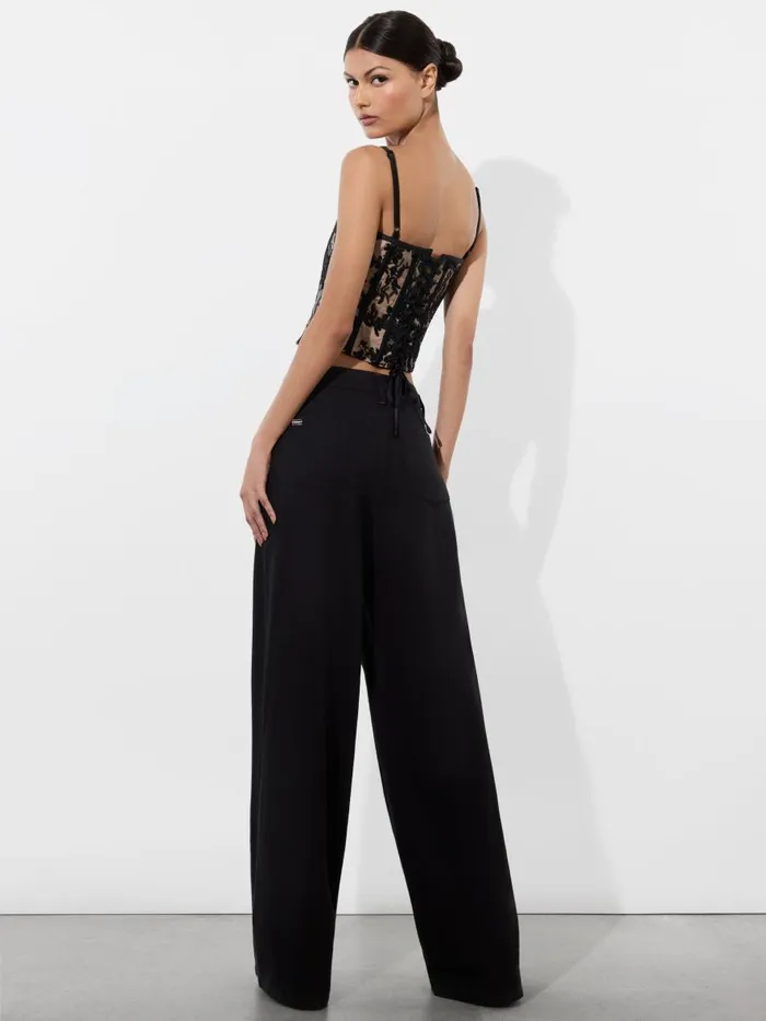 Tops Women Alice Olivia CRESSIDA EMBELLISHED SCOOP NECK CORSET TOP Blackalmond