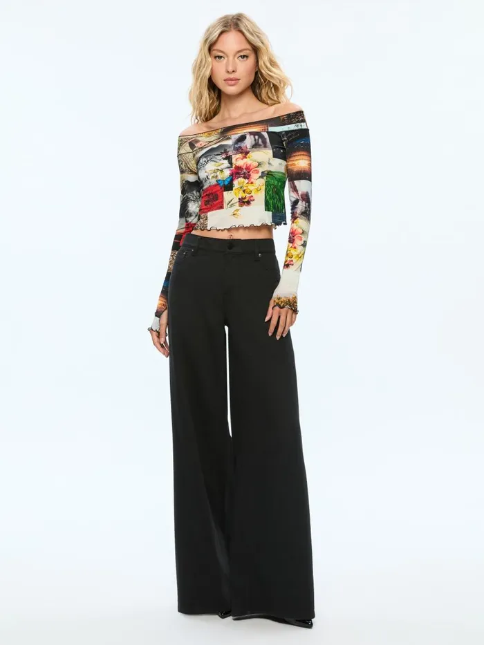Tops Women Alice Olivia DORINDA OFF THE SHOULDER TOP WITH THUMBHOLES Eco Fusion