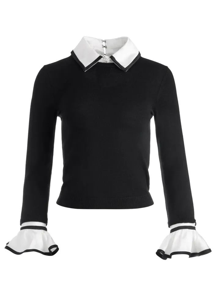 Tops Women Alice Olivia JUSTINA COMBINATION SWEATER Black Combo