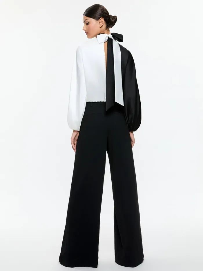 Tops Women Alice Olivia MAHOGANY TWIST NECK CROPPED TOP Blackoff White