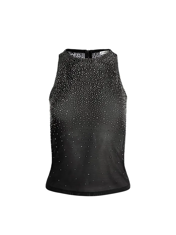 Tops Women Alice Olivia PANIA EMBELLISHED TOP Black