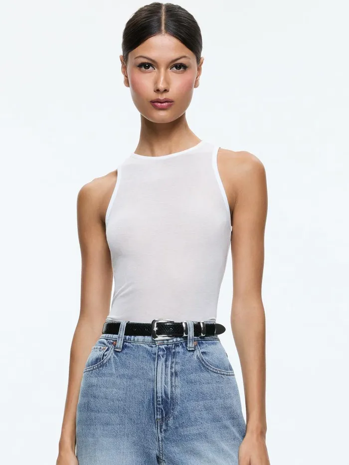 Tops Women Alice Olivia PANIA RACERBANK LONG TANK Black