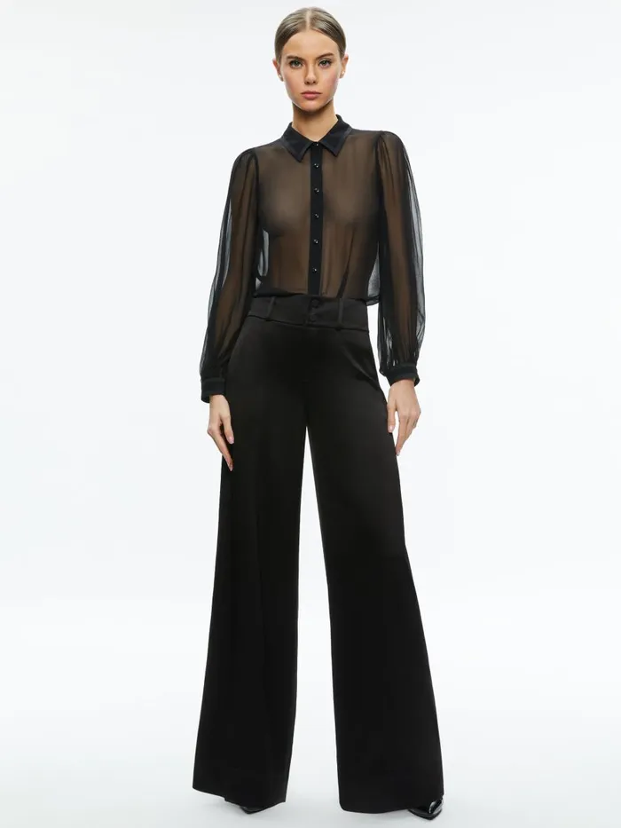 Tops Women Alice Olivia ROANNE SHEER BLOUSE Black