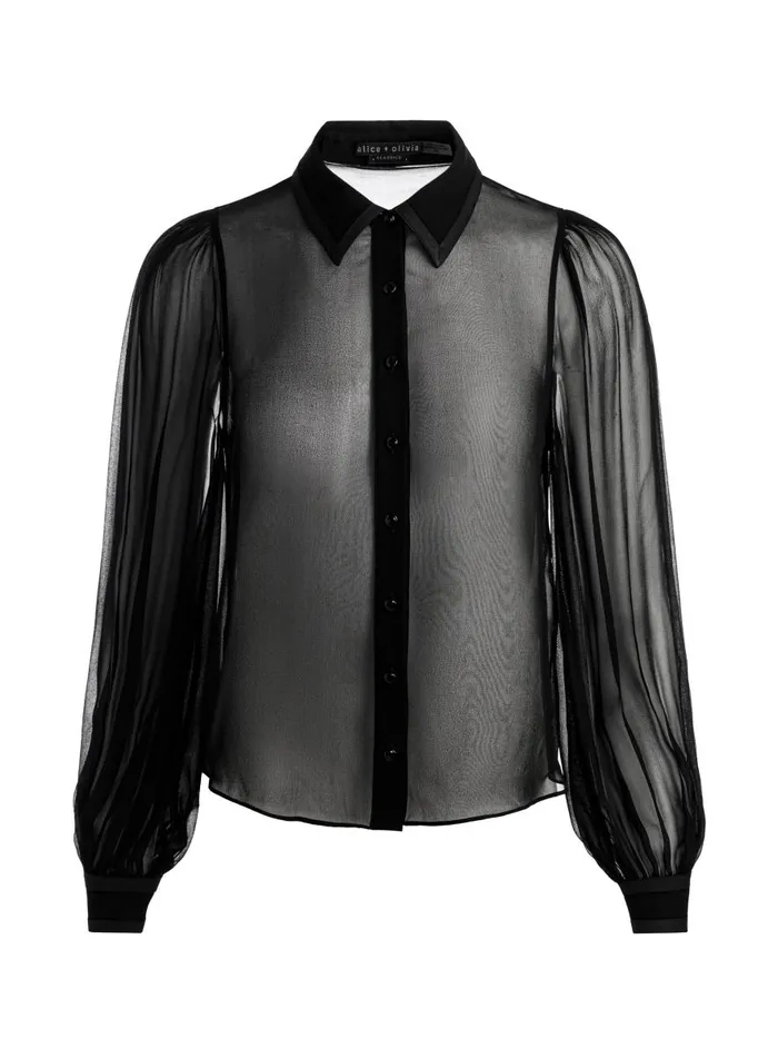 Tops Women Alice Olivia ROANNE SHEER BLOUSE Black