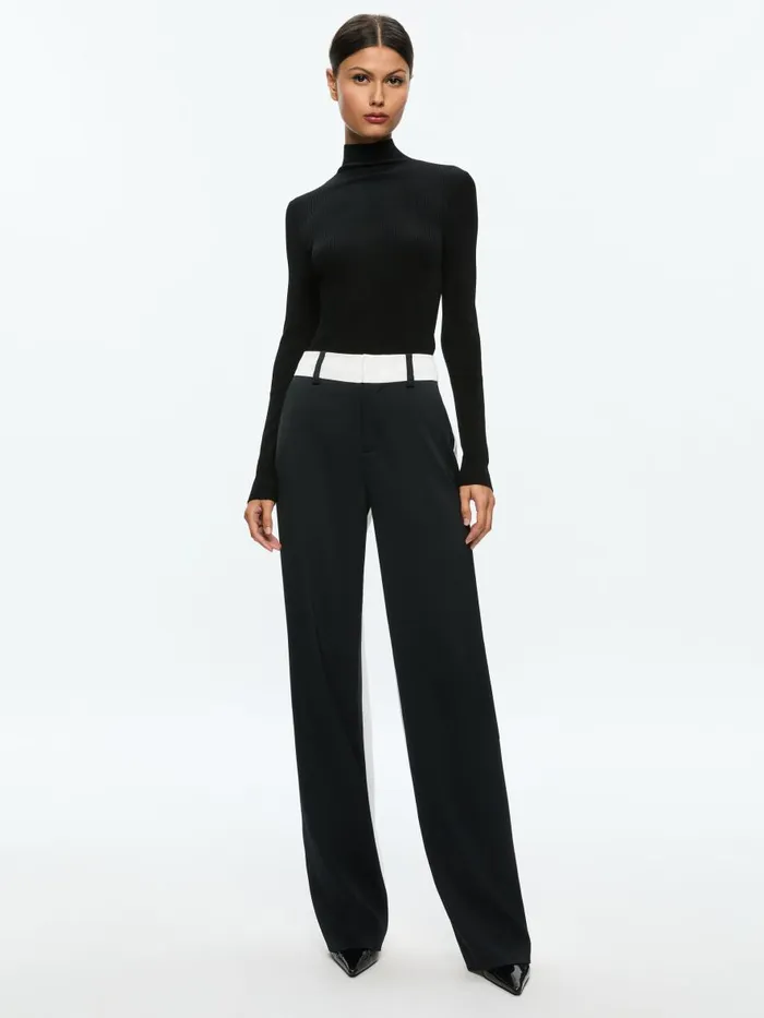 Tops Women Alice Olivia ROBERTA LONG SLEEVE RIBBED TURTLENECK Black