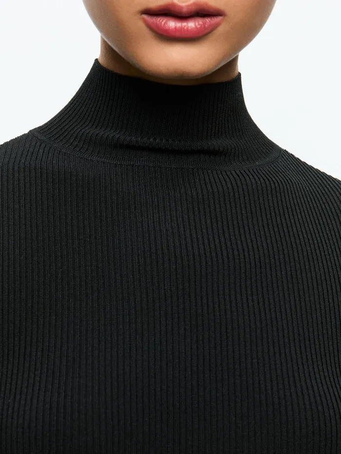 Tops Women Alice Olivia ROBERTA LONG SLEEVE RIBBED TURTLENECK Black