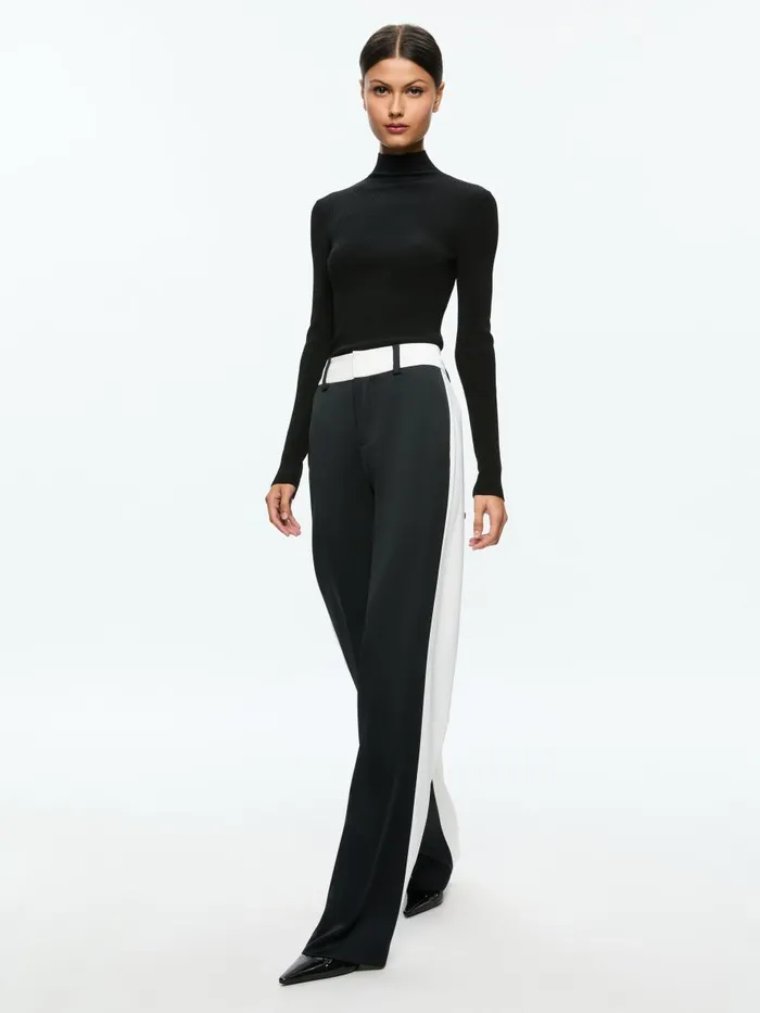 Tops Women Alice Olivia ROBERTA LONG SLEEVE RIBBED TURTLENECK Black