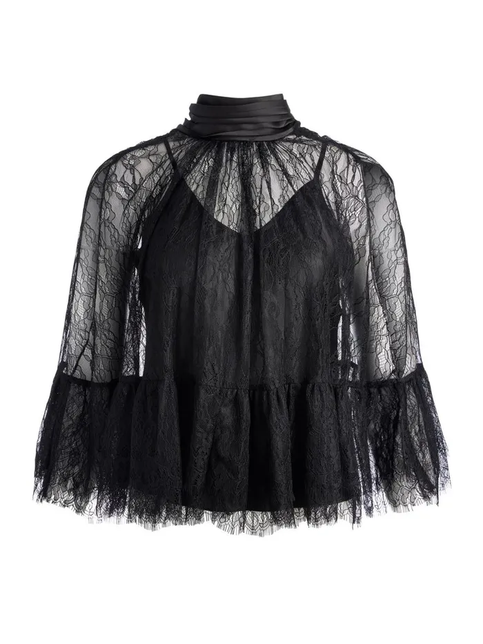 Tops Women Alice Olivia ZENON TOP WITH CAMI LINING Black