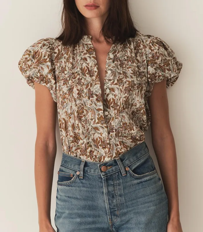 Tops Women DEN Millie Top Blanc Narcissus Floral