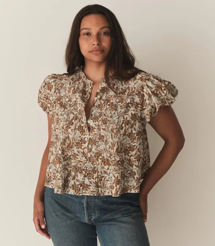 Tops Women DEN Millie Top Blanc Narcissus Floral Tops Women DEN Millie Top Blanc Narcissus Floral
