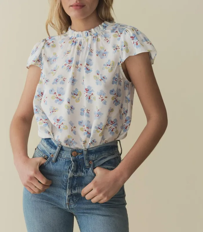 Tops Women DEN Yvie Top Bleu Frolicking Floral