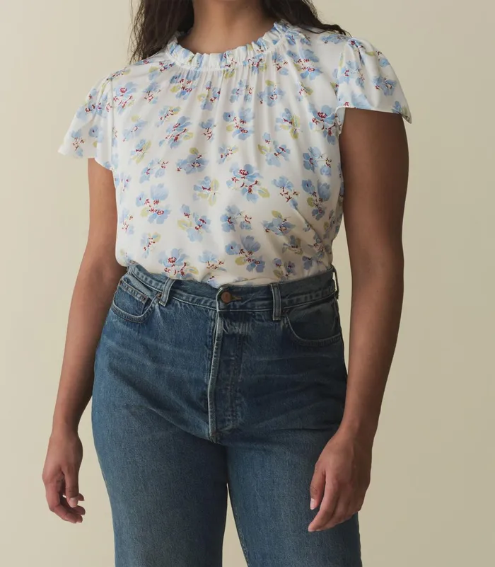 Tops Women DEN Yvie Top Bleu Frolicking Floral Tops Women DEN Yvie Top Bleu Frolicking Floral