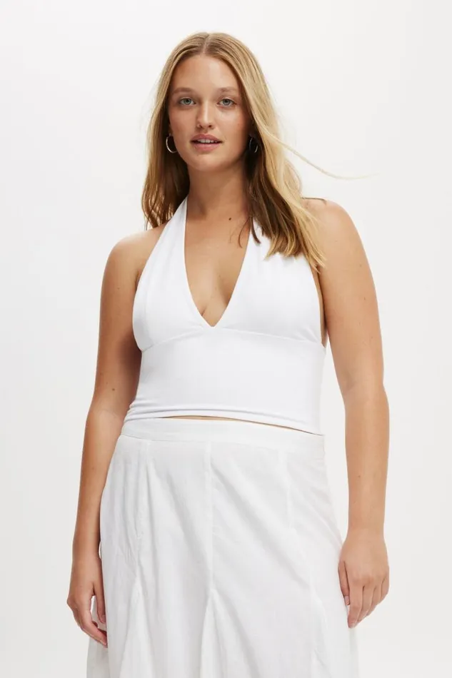Tory V Neck Halter Top White Women Cotton On Tops