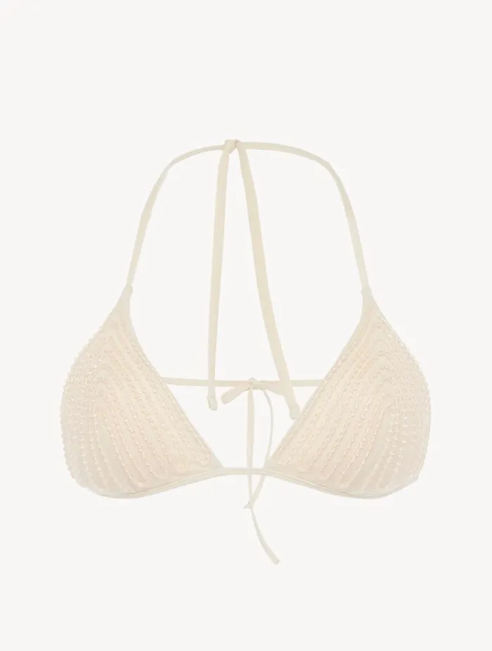 Triangle Bikini Top In Champagne With Beading Swim La Perla Bikinis