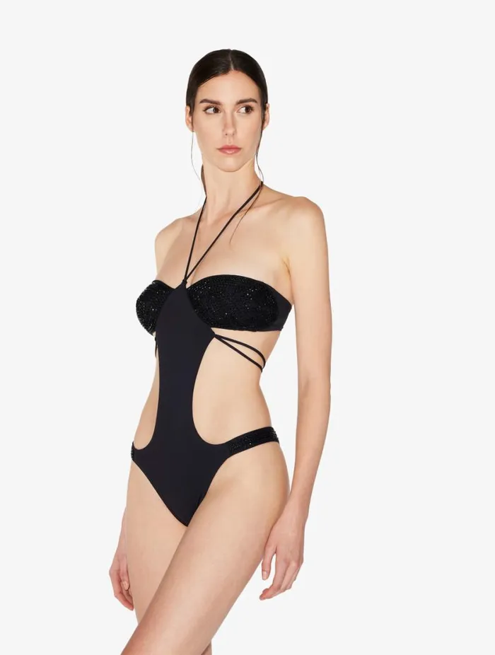 Trikini In Black With Beading Swim La Perla Bikinis