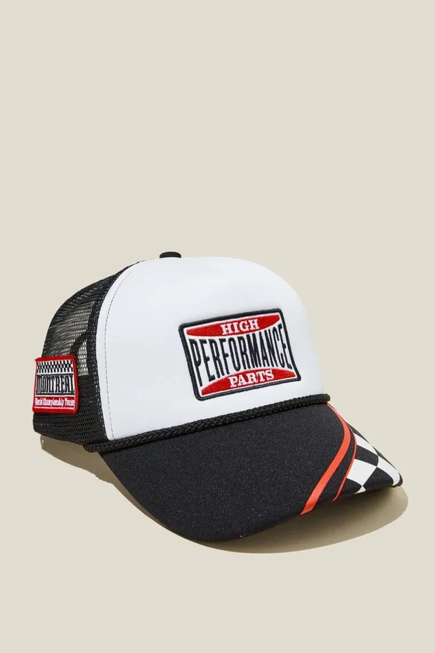 Trucker Hat Blackwhitehigh Performance Parts Men Cotton On Hats