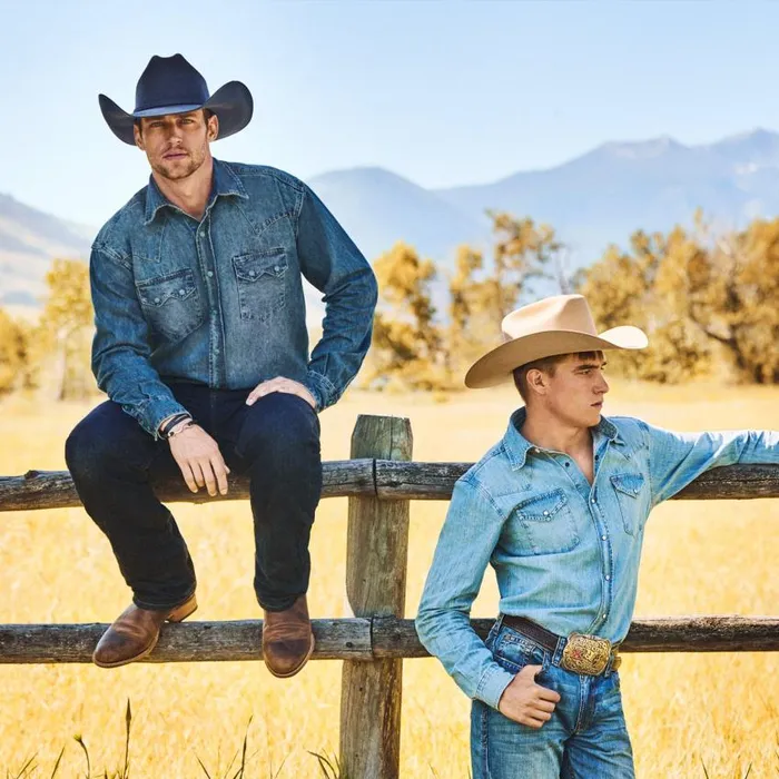 Turquoise Snap Western Denim Shirt Blue Men Stetson Denim Shirts