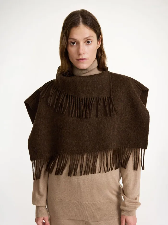 Turtla Wool Fringe Bib Shitake Women By Malene Birger Scarves