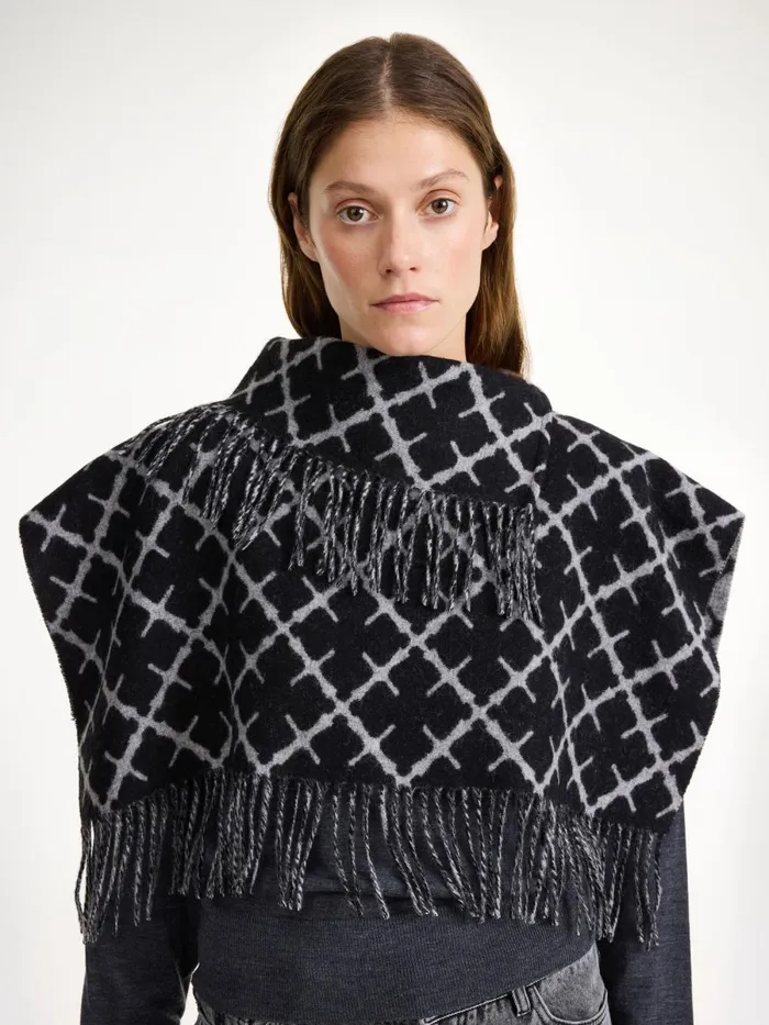 Turtlos Wool Bib Light Grey Melange Women By Malene Birger Scarves
