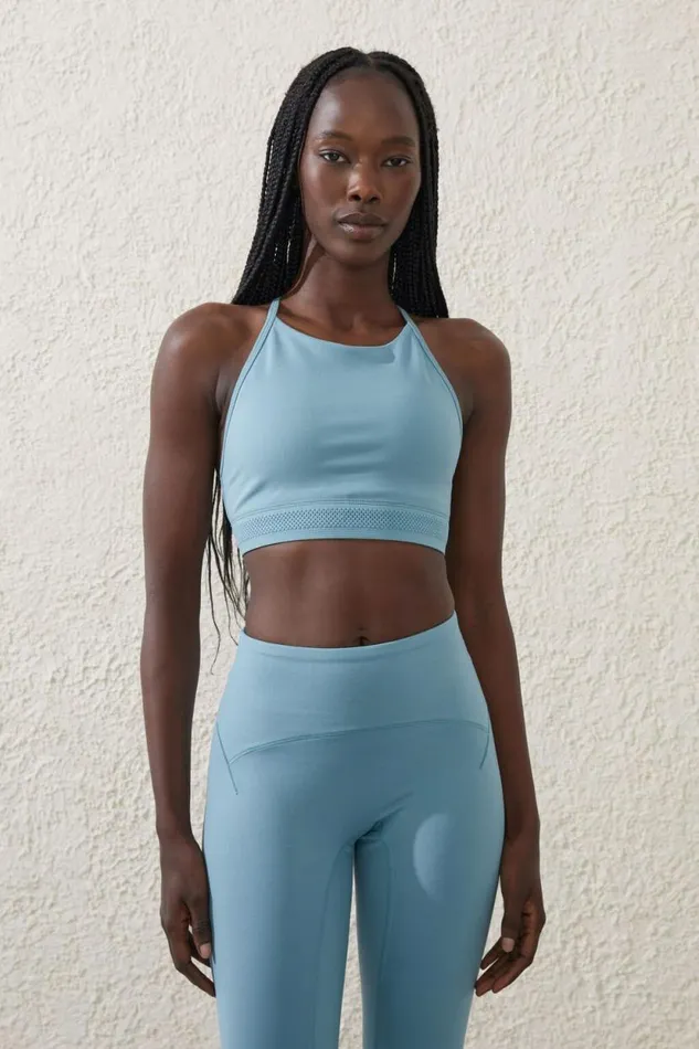 Ultra Soft Elastic Hem Crop Stone Blue Women Cotton On Tops