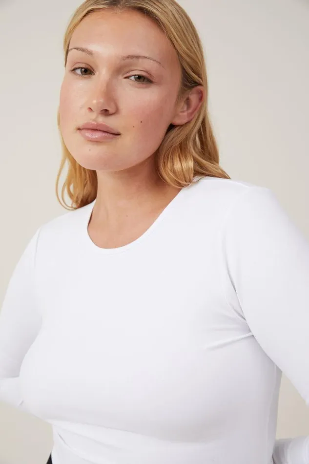 Ultra Soft Fitted Long Sleeve Top White Women Cotton On Tops Ultra Soft Fitted Long Sleeve Top White Women Cotton On Tops
