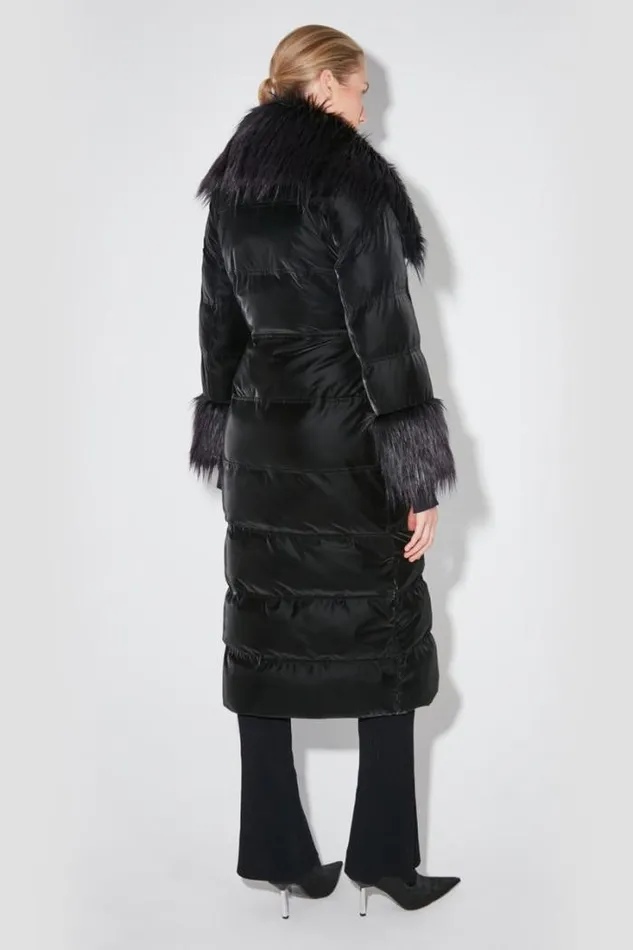 Velvet Latex Puffer Coat With Fur Black Women MISBHV Outerwear