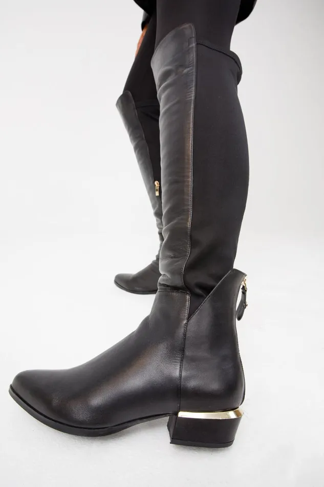 Vinci Leather Boots and Booties The Fairoks Black Leather Pointy Toe Knee High Boot 8211 Women